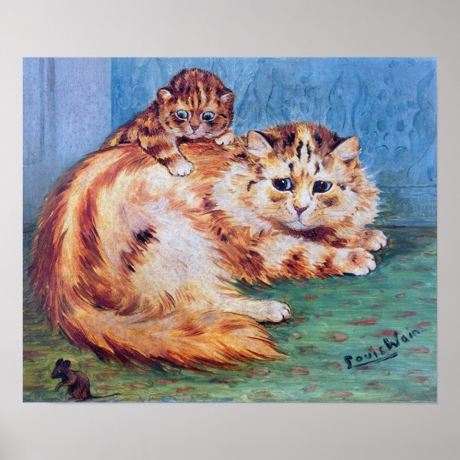 Cheeky Mouse and Cats, Louis Wain Poster (Front)