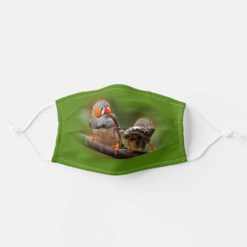 Cheeky Pair of Zebra Finches Songbirds Adult Cloth Face Mask