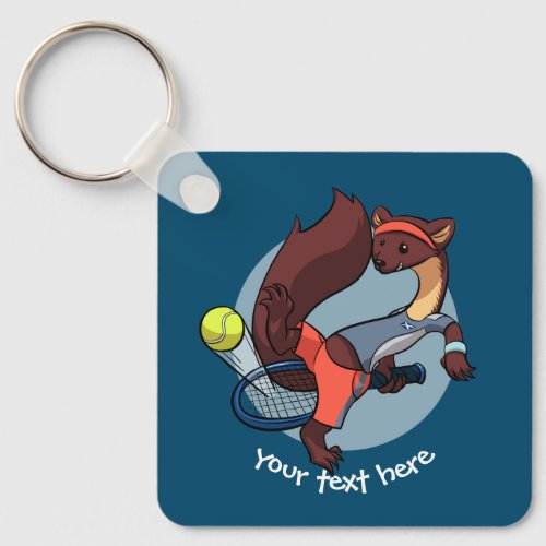 Cheeky Pine Marten Tennis Trick Shot Cartoon Keych Keychain