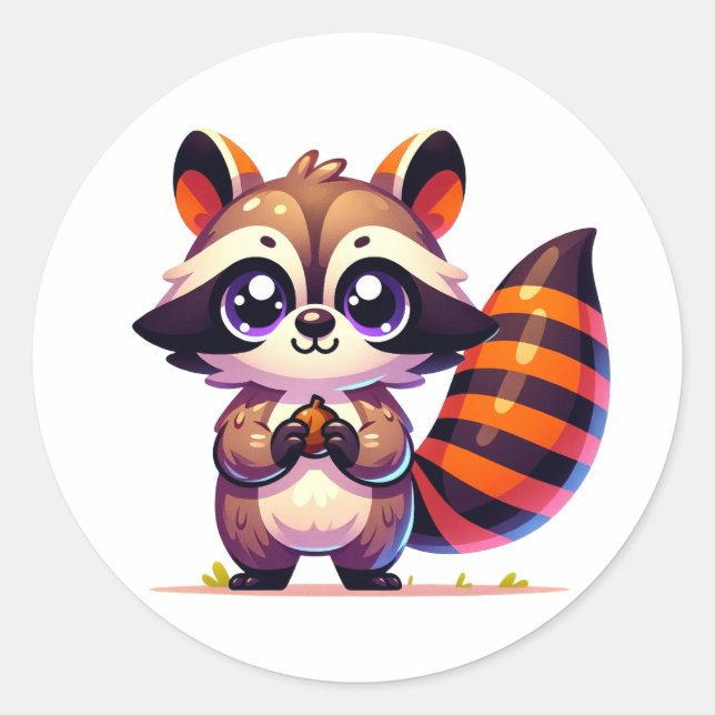 Cheeky Raccoon Capers: Colorful Sticker Design (Front)