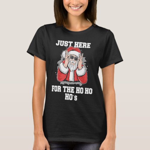 Cheeky Santa Just here for the Ho Hos Word Game  T_Shirt