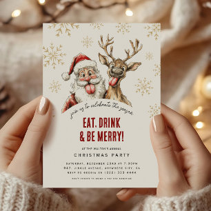 Cheeky Santa & Reindeer Christmas Party Invitation