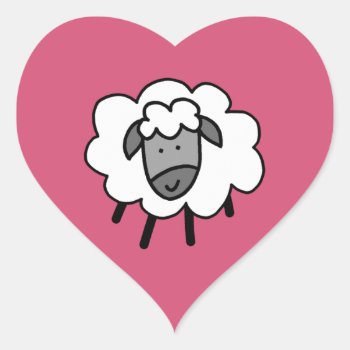 Cheeky Sheep Heart Sticker by Imagology at Zazzle