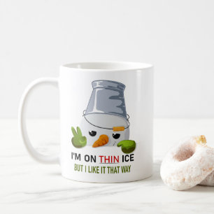 Cheeky Snowman Bucket Head I'm on Thin Ice Humor Coffee Mug