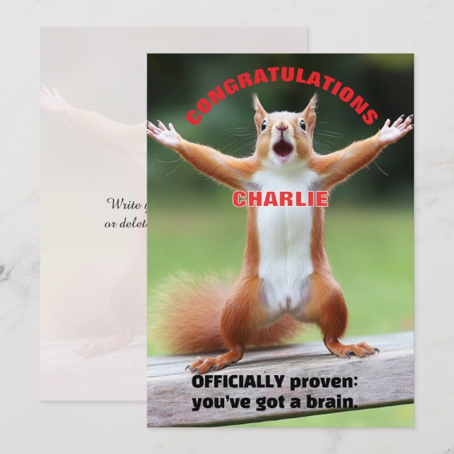 🎓Cheeky Squirrel Congrats Card  (Front/Back)