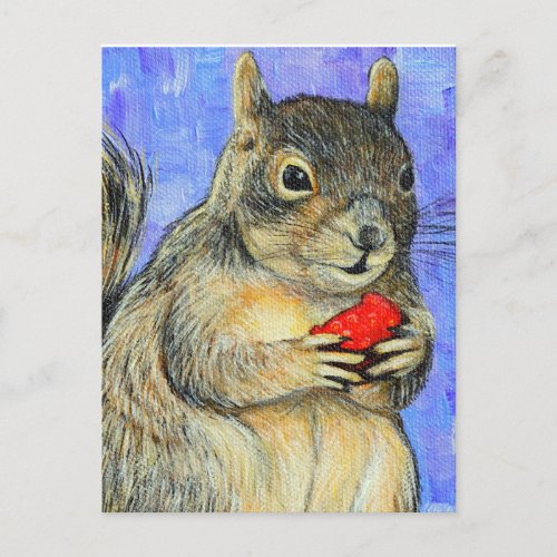 Cheeky Squirrel Painting Postcard