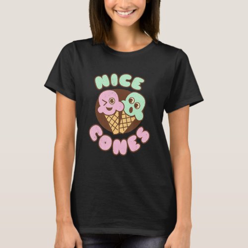 Cheeky Winking Ice Cream   Nice Cones     Food Pun T_Shirt