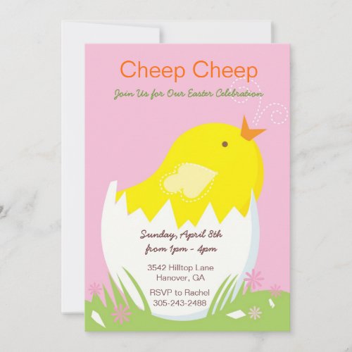 Cheep Cheep Yellow Chick Easter Party Invitation
