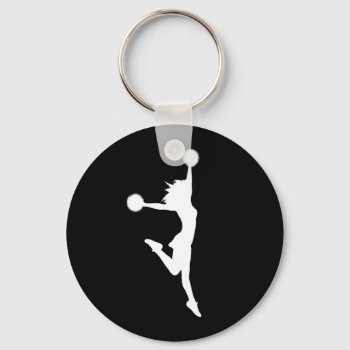 Cheer 2 Silhouette Keychain Black by sportsdesign at Zazzle