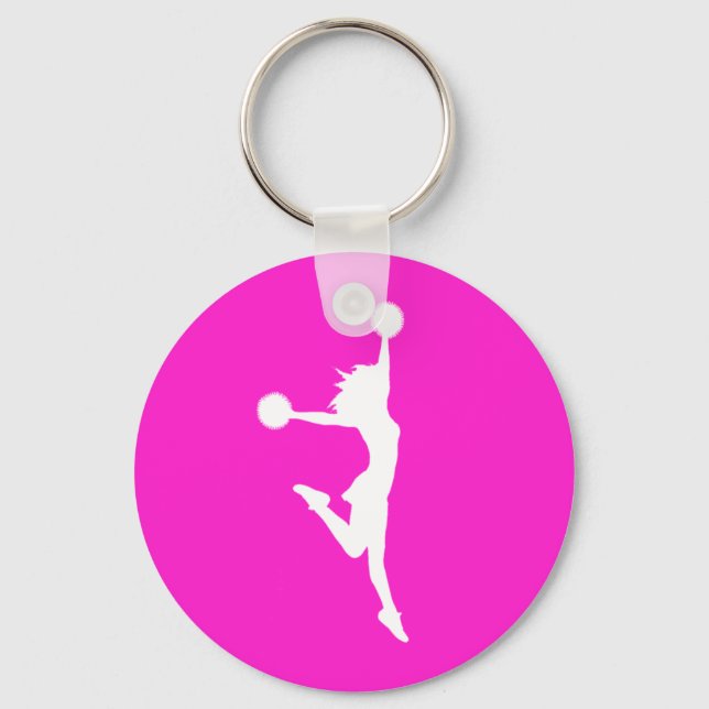 Cheer 2 Silhouette Keychain Pink (Front)