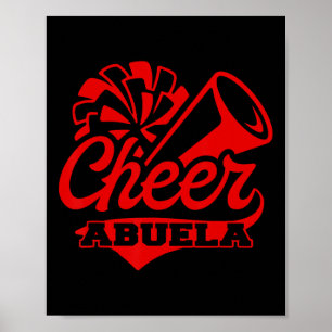 Cheer Abuela Biggest Fan Black And Red Pom Pom Poster