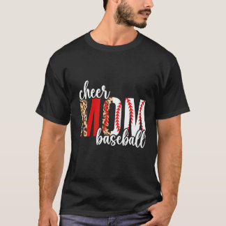 Cheer And Baseball Mom Leopard Baseball & Cheerlea T-Shirt