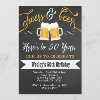 Cheer And Beers Birthday Party Invitation For Men by seasidepapercompany at Zazzle