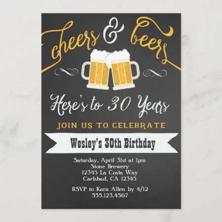 Cheer And Beers Birthday Party Invitation For Men
