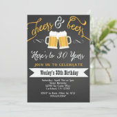 Cheer and Beers Birthday Party Invitation for Men (Standing Front)