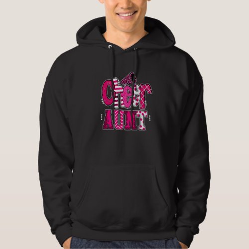 Cheer Aunt Biggest Fan Leopard Print And Pom Pom Hoodie