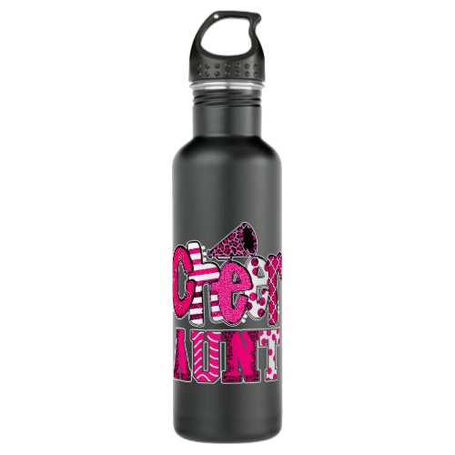 Cheer Aunt Biggest Fan Leopard Print And Pom Pom Stainless Steel Water Bottle
