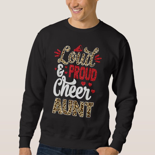 Cheer Aunt Biggest Fan Leopard Print And Pom Pom Sweatshirt (Front)