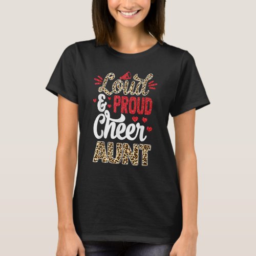 Cheer Aunt Biggest Fan Leopard Print And Pom Pom T_Shirt