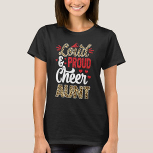 Cheer Aunt Biggest Fan Leopard Print And Pom Pom T-Shirt