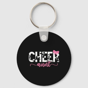 Cheer Aunt Of A Cheerleader Auntie Bow Cheerleadin Keychain