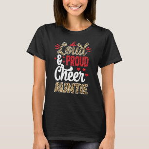 Cheer Auntie Biggest Fan Leopard Print And Pom Pom T-Shirt