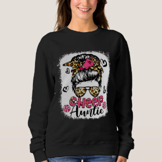 Cheer Auntie Leopard Cute Messy Bun Hair Cheerlead Sweatshirt