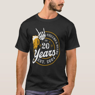 Cheer & Beer to 20 Years EST. 2004 20th Birthday P T-Shirt