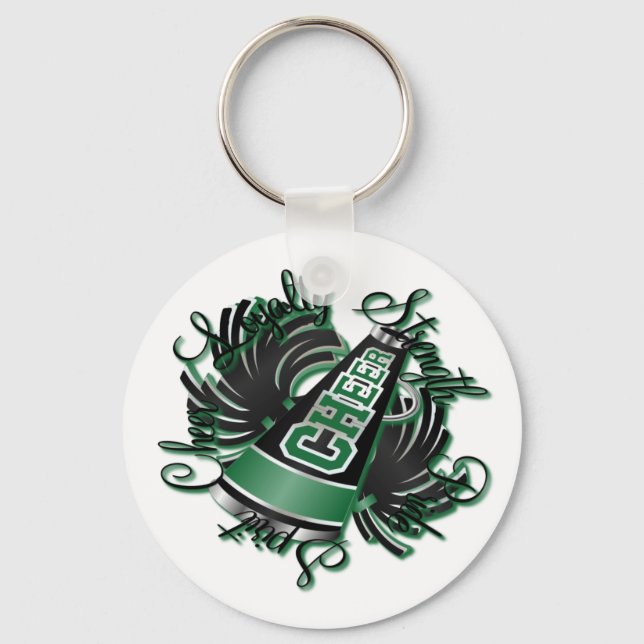Cheer Black and Green Qualities Keychain (Front)