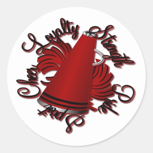 Cheer Black and Red Qualities Classic Round Sticker