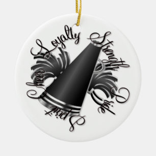 Cheer Black and Silver Qualities Customizable Ceramic Ornament