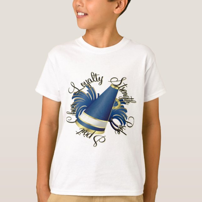 Cheer Blue and Gold Qualities T-Shirt (Front)