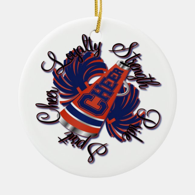 Cheer Blue and Orange Customizable Ornament (Front)