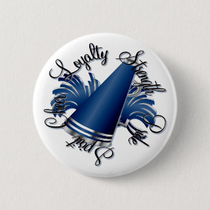 Cheer Blue and Silver Qualities Pinback Button