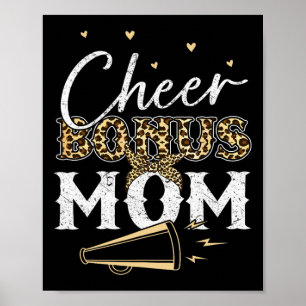 Cheer Bonus Mom Shirt Leopard Cheerleading Stepmom Poster
