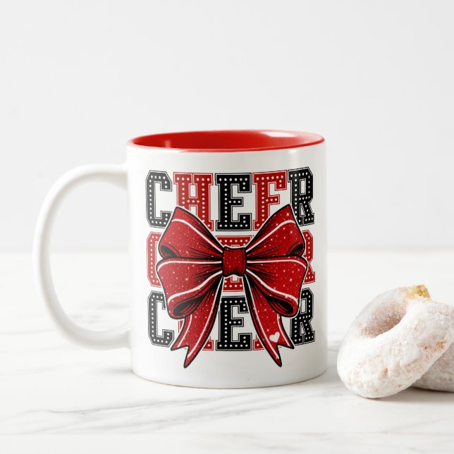 Cheer Bow  Two-Tone Coffee Mug (With Donut)