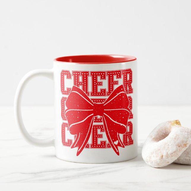 Cheer Bow  Two-Tone Coffee Mug (With Donut)