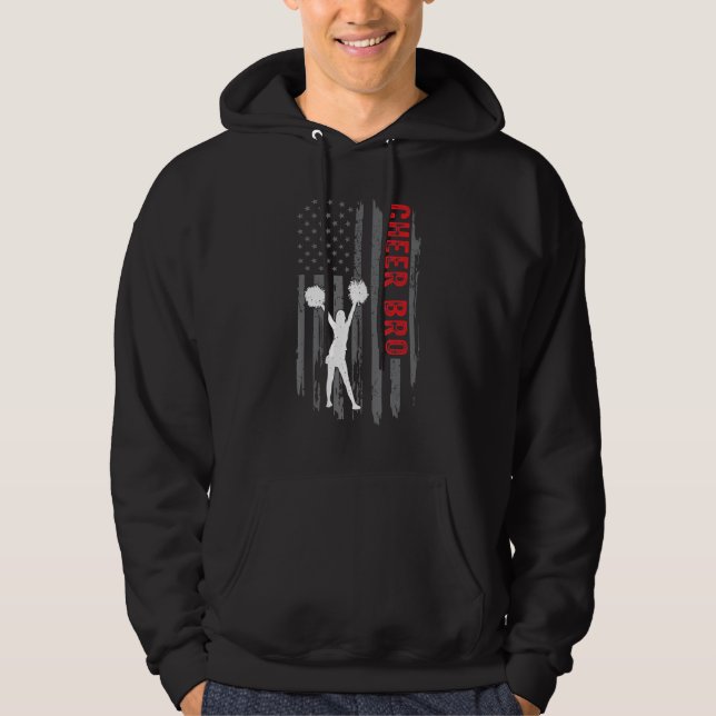Cheer Bro US Flag Cheerleader Cheerleading Brother Hoodie (Front)