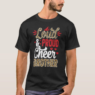 Cheer Brother Biggest Fan Leopard Print And Pom Po T-Shirt