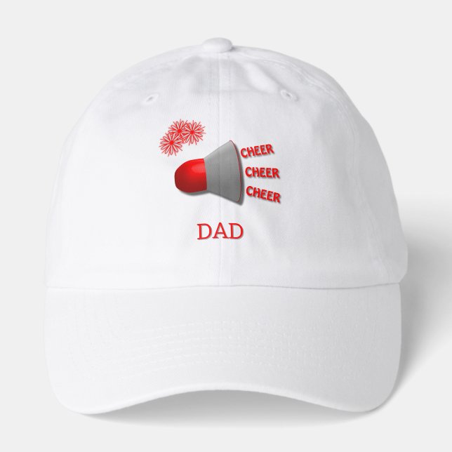 Cheer Cheer Cheer DAD Megaphone PomPoms Hat (Front)