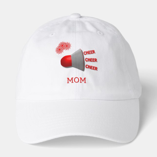 Cheer Cheer Cheer MOM Megaphone PomPoms Hat (Front)