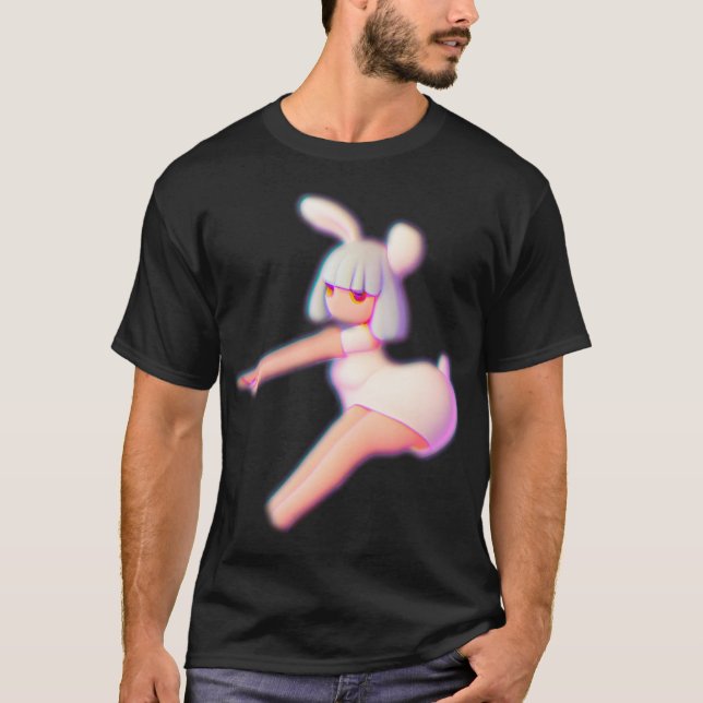 Cheer Cheerleader Cute Bunny Flyer T-Shirt (Front)