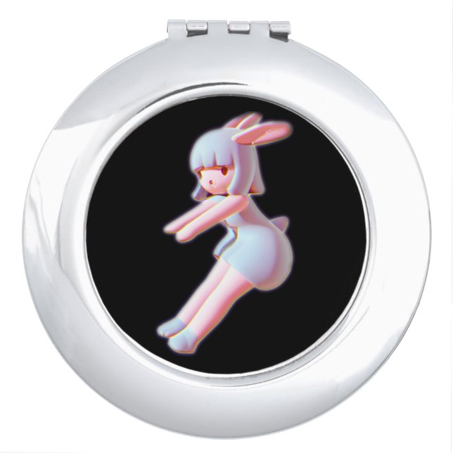 Cheer Cheerleader Flyer Cute Bunny Beauty Compact Mirror (Front)