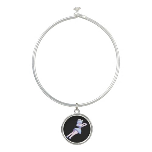 Cheer Cheerleader Flyer Cute Bunny Pink  Bangle Bracelet