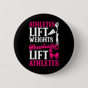 Cheer Cheerleading Athletes Lift Weights Cheerlead Button