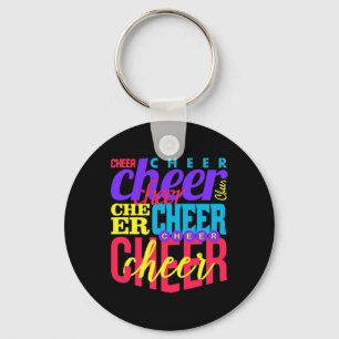 Cheer Cheerleading Cheerleader Typography Collage Keychain