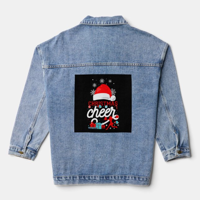 Cheer Cheerleading Christmas Cheer Denim Jacket (Back)