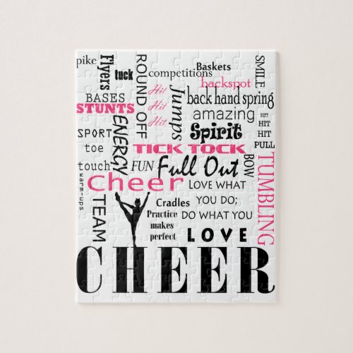 cheer cheerleading pink and black jigsaw puzzle