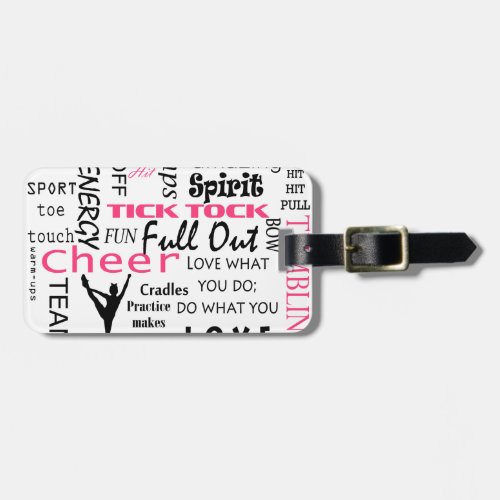 cheer cheerleading pink and black luggage tag