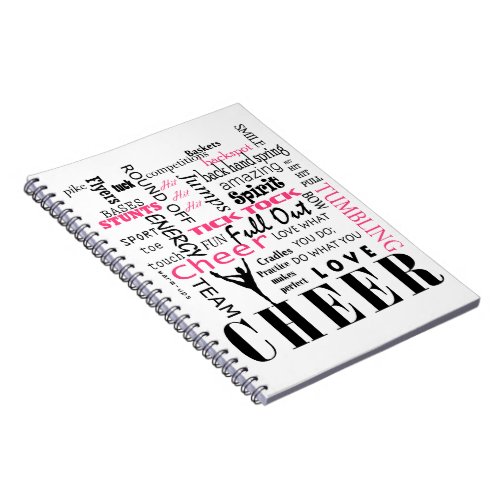 cheer cheerleading pink and black notebook